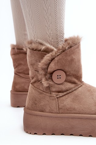 Moteriški platforminiai žieminiai batai su dirbtiniu kailiuku-85-925 KHAKI