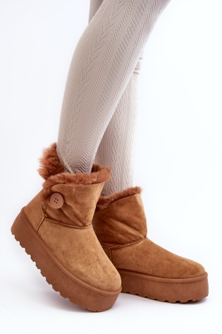 Moteriški platforminiai žieminiai batai su dirbtiniu kailiuku-85-925 CAMEL