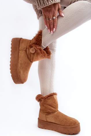 Moteriški platforminiai žieminiai batai su dirbtiniu kailiuku-85-925 CAMEL
