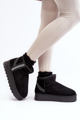 Patogūs žieminiai batai su išsiuvinėtu ornamentu-20221-4A BLACK