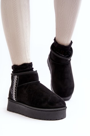 Patogūs žieminiai batai su išsiuvinėtu ornamentu-20221-4A BLACK