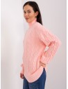 Persikų spalvos megztinis su pynėmis-AT-SW-2348.95