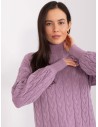 Alyvinės spalvos megztinis su pynėmis-AT-SW-2348.88