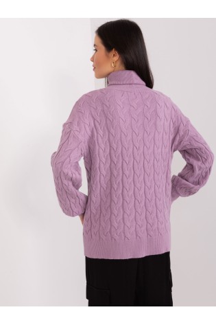 Alyvinės spalvos megztinis su pynėmis-AT-SW-2348.88