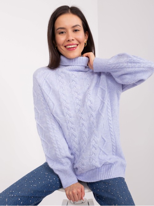 Šviesiai violetinis megztinis su pynėmis-AT-SW-2355-2.12P