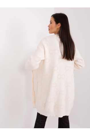 Kreminės spalvos elegantiškas ilgas megztinis-AT-SW-23401-A.39