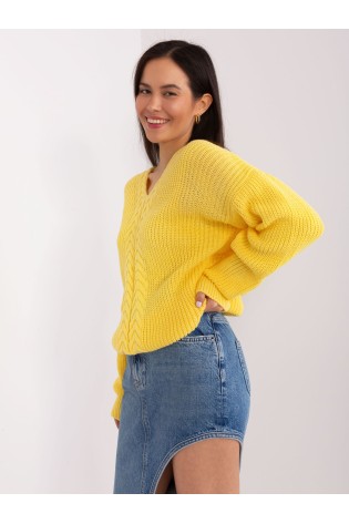 Ryškus geltonas megztinis su pynėmis-BA-SW-8028.36P