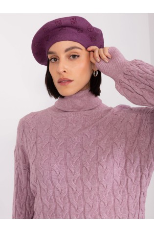Violetinė moteriška beretė su kašmyru-AT-CZ-2318.27