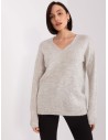 Šviesios smėlio spalvos klasikinis moteriškas megztinis-TO-SW-1810.25X