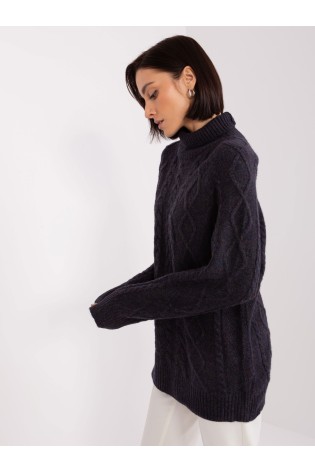 Juodas megztinis su pynėmis-AT-SW-2355-2.30X