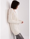 Kreminės spalvos klasikinis moteriškas megztinis-TO-SW-1810.26P