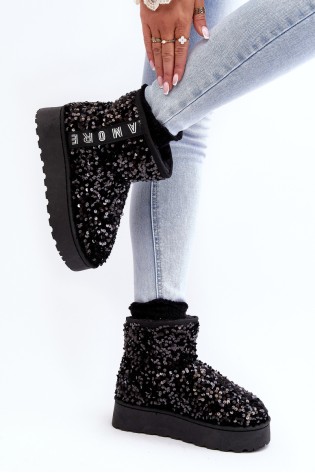 Juodi žieminiai batai su žvyneliais-20224-4A BLACK