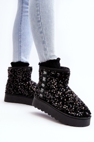 Juodi žieminiai batai su žvyneliais-20224-4A BLACK