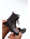 Juodi natūralios odos moteriški batai su puošmena-1757 CZARNY GROCH
