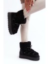 Women's Lace-Up Snow Boots with Thick Sole Black Loso-20223-4A BLACK