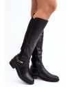 Klasikinio stiliaus moteriški juodi ilgaauliai batai-HY07-329 BLACK