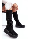 Stilingi moteriški juodi ilgaauliai batai-HY53-8 BLACK