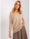 Klasikinis šviesiai rudas moteriškas megztinis-TO-SW-1810.32X