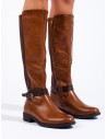 Klasikinio stiliaus rudi ilgaauliai batai-TV_C-7115C