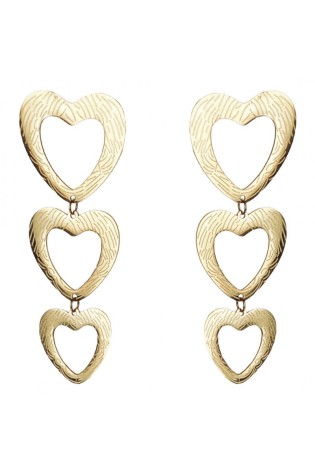 Auksiniai širdelės formos kabantys auskarai, paauksuoti 14k auksu KST3051-KST3051