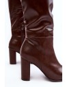 Elegantiški tamsiai rudi ilgaauliai batai-3872 BROWN