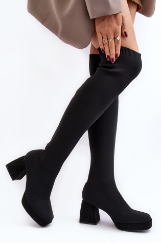 Stilingi juodi kojinės tipo ilgaauliai-HP-341 BLACK