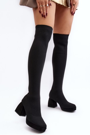 Stilingi juodi kojinės tipo ilgaauliai-HP-341 BLACK