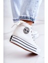 Baltos spalvos šiuolaikiški stilingi BIG STAR batai su platforma-GG274013 WHITE