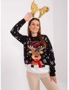 Juodas Kalėdinis megztinis su Rudolfu-D90057R90844B