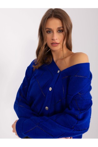 Sodrios mėlynos spalvos susagstomas megztinis-LC-SW-A10-1.19P