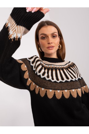 Juodas žiemiškas megztinis-LC-SW-0342.06X
