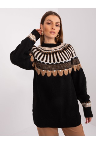 Juodas žiemiškas megztinis-LC-SW-0342.06X