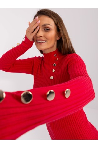 Raudonas megztinis su auksinėmis sagomis-PM-SW-PM-3217.08