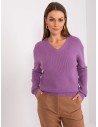 Violetinis megztinis su V formos apykakle-PM-SW-PM895.40P