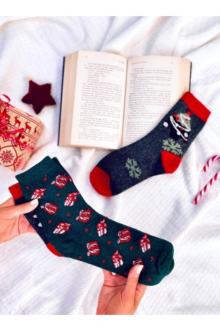 Moteriškos kalėdinės vilnonės kojinės, dvi poros SANTA SET-2-KB 36800