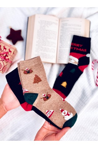 Moteriškos kalėdinės vilnonės kojinės, dvi poros SANTA SET-4-KB 36802