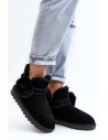 Juodi moteriški zomšiniai sniego batai su kailiuku-W8006 BLACK