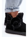 Juodi moteriški zomšiniai sniego batai su kailiuku-W8006 BLACK