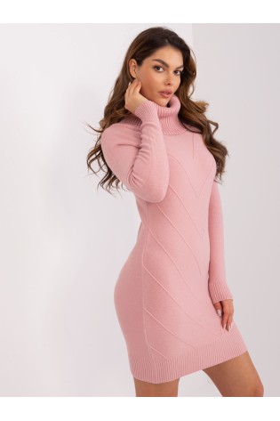 Šilta rožinė suknelė aukštu kaklu-PM-SK-PM-3802.37X