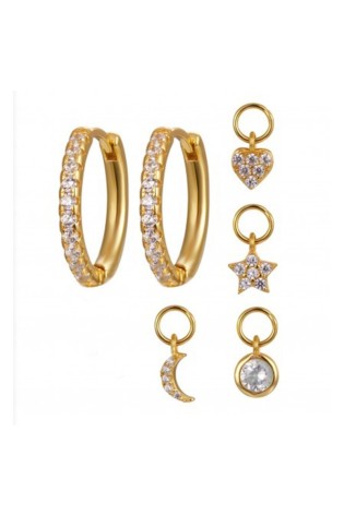 Auksiniai auskarai rinkės su kristalais, paauksuoti 14kKST3038-KST3038
