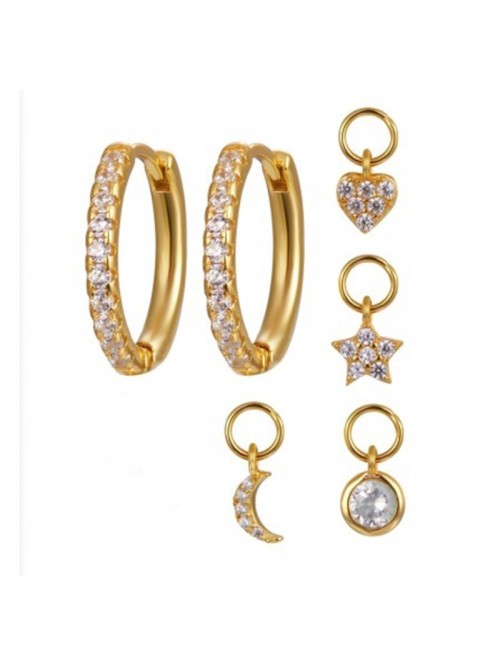 Auksiniai auskarai rinkės su kristalais, paauksuoti 14kKST3038-KST3038