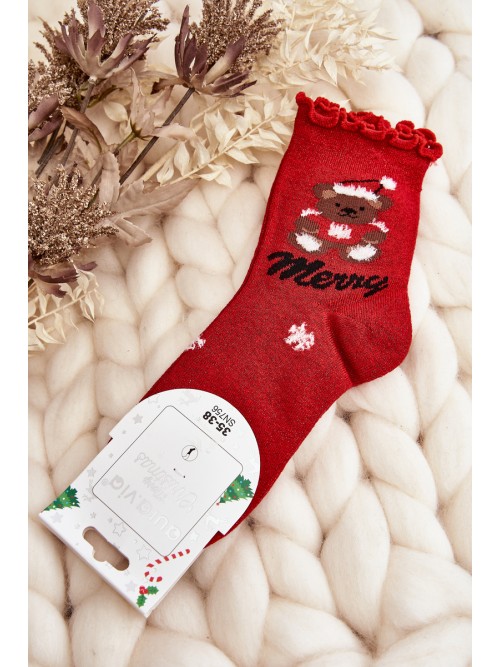 Moteriškos raudonos kalėdinės kojinės-SK.29166/SN756