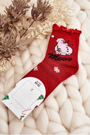 Moteriškos raudonos kalėdinės kojinės-SK.29167/SN756
