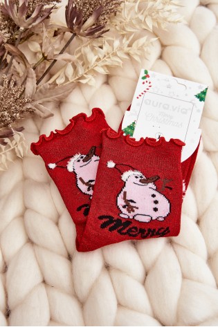 Moteriškos raudonos kalėdinės kojinės-SK.29167/SN756