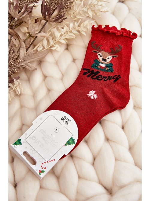 Moteriškos raudonos kalėdinės kojinės-SK.29168/SN756