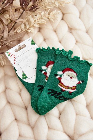 Moteriškos blizgios kalėdinės kojinės su Kalėdų Seneliu-SK.29170/SN756