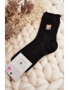 Raštuotos moteriškos kojinės su išsiuvinėtu meškučiu-SK.29185/NZX691