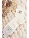 Raštuotos moteriškos kojinės su išsiuvinėtu meškučiu-SK.29186/NZX691