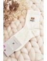 Raštuotos moteriškos kojinės su išsiuvinėtu meškučiu-SK.29186/NZX691