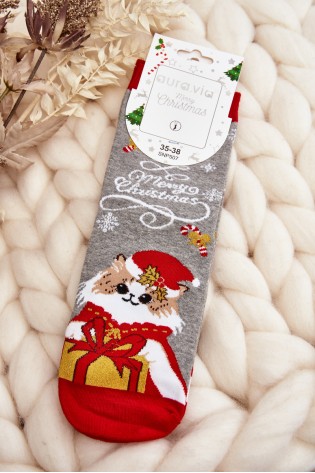 Moteriškos kalėdinės kojinės su kačiukais-SK.29206/SNP507